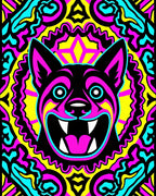Psychedelic Fierce Dog Portrait Rug