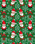 Festive Santa Claus Green Snowflake Christmas Rug