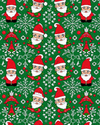 Festive Santa Claus Green Snowflake Christmas Rug