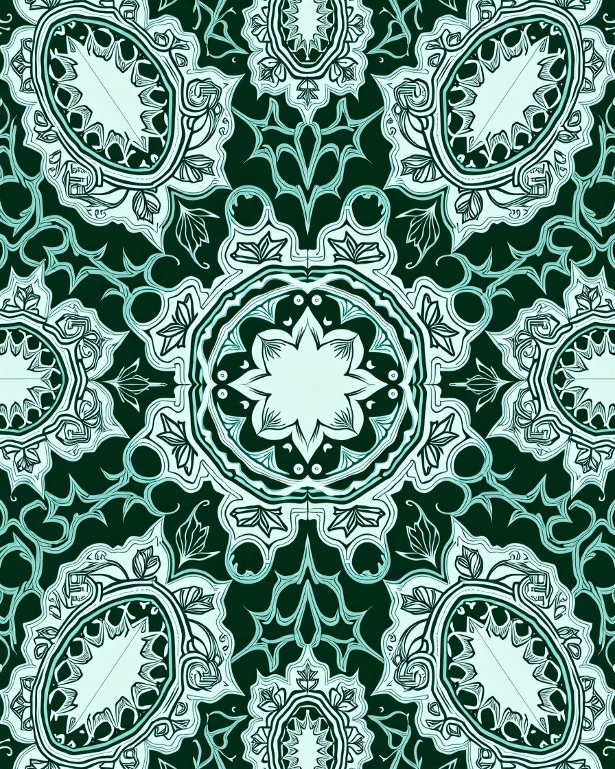 Teal and Emerald Medallion Mandala Rug