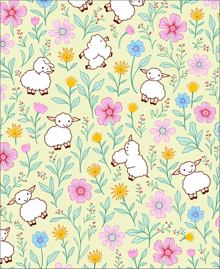 Whimsical Sheep Floral Garden Rug