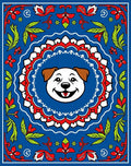 Joyful Blue White Red Floral Dog Face Rug