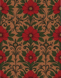 Red Floral Scrollwork Garden Rug