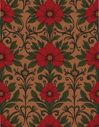 Red Floral Scrollwork Garden Rug