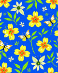 Vibrant Yellow Flowers Butterflies Garden Rug