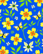 Vibrant Yellow Flowers Butterflies Garden Rug