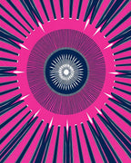 Radiant Pink White Navy Sunburst Rug