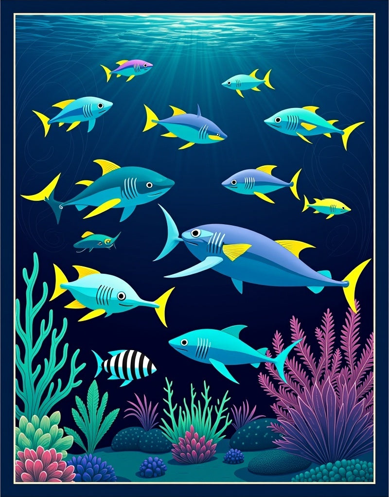 Playful Marine Life Ocean Scene Rug