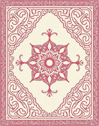 Ornate Crimson Centerpiece Border Rug