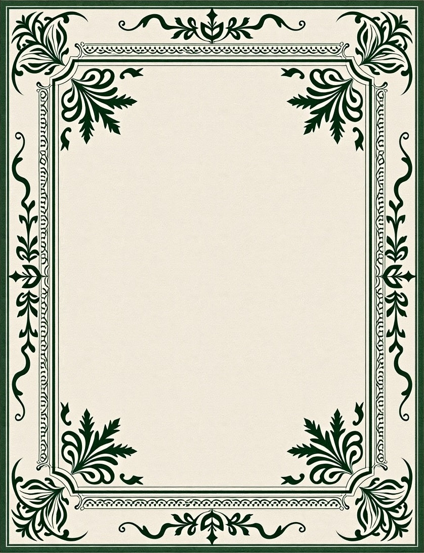 Elegant Green Floral Border Rug
