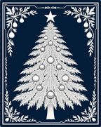 White Christmas Tree Festive Border Rug
