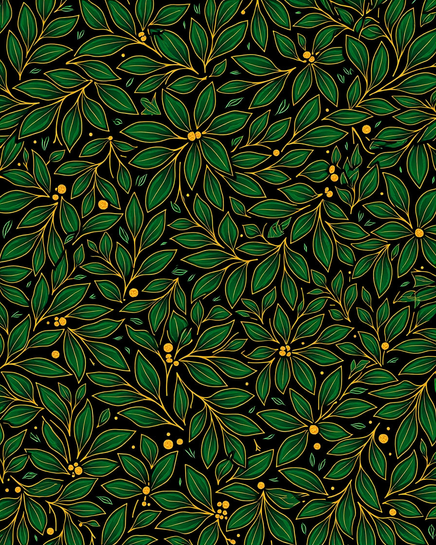 Emerald Green Laurel Berry Branches Rug