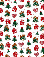 Festive Red Green Whimsical Holiday Trees Rug