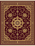 Ornate Burgundy Gold Floral Medallion Rug