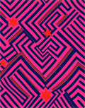 Vibrant Pink Navy Maze Stars Rug