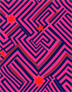 Vibrant Pink Navy Maze Stars Rug