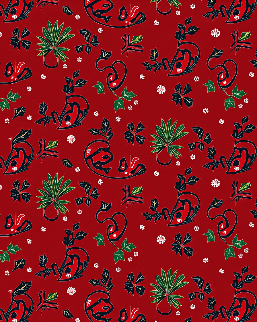 Crimson Red Floral Paisley Garden Rug