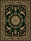 Elegant Green Gold Floral Medallion Rug