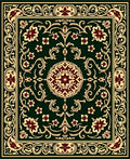Deep Green Maroon Floral Medallion Rug