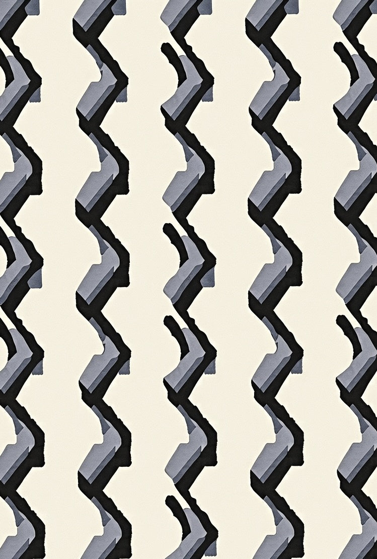 Modern Black Gray Zigzag Stripe Rug