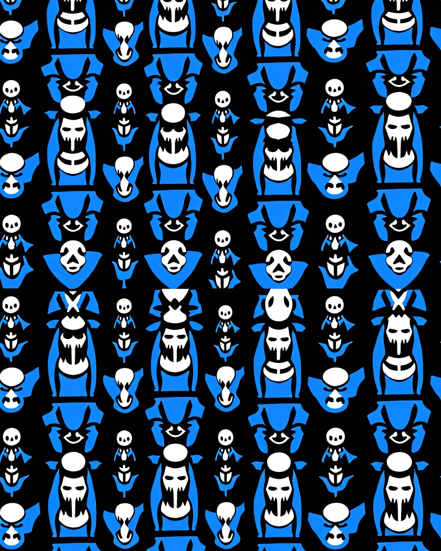 Bold Blue Skeleton Totem Rug