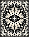 Black Cream Mandala Floral Medallion Rug