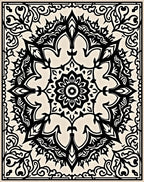 Black Cream Mandala Floral Medallion Rug