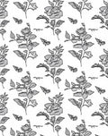 Classic Black White Rose Butterfly Garden Rug