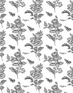 Classic Black White Rose Butterfly Garden Rug