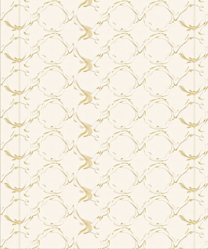 Creamy Gold Organic Interlocking Forms Rug