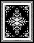 Striking Black White Damask Medallion Rug