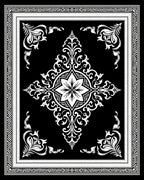 Striking Black White Damask Medallion Rug