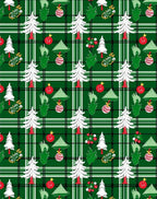 Green Plaid Christmas Tree Ornament Trio Rug
