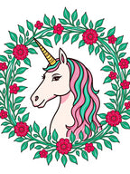 Enchanted Unicorn Floral Wreath Rug