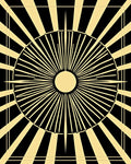 Golden Black Sunburst Rays Rug