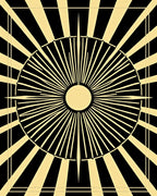 Golden Black Sunburst Rays Rug