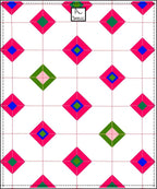 Vibrant Pink Blue Green Diamond Grid Rug