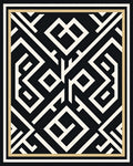 Black Geometric Maze Lines Rug
