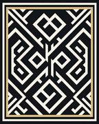 Black Geometric Maze Lines Rug