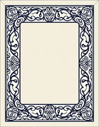 Dark Blue Ornate Scrollwork Border Rug