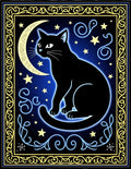 Cosmic Black Cat Moon Night Rug