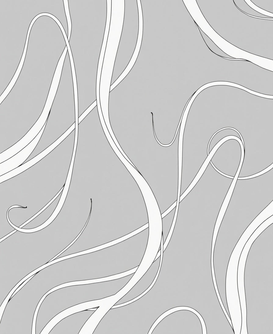 Modern Gray Woven Ribbon Swirl Rug