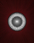 Crimson Radial Burst Flower Rug