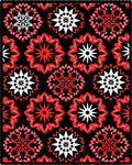 Bold Red and White Starburst Medallions Rug