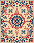 Crimson Navy Laurel Medallion Rug