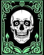 Mint Skull Gothic Border Rug