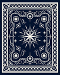 Elegant Navy Starburst Celestial Emblem Rug