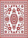 Crimson Floral Medallion Lattice Rug
