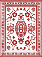 Crimson Floral Medallion Lattice Rug
