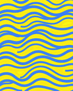 Bright Yellow Blue Wavy Stripes Rug